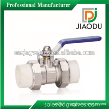 factory supply DN20 DN25 DN32 1 1/4 1.2 3/4 inch for water oil or gas brass ppr double union ball valve with steel handle